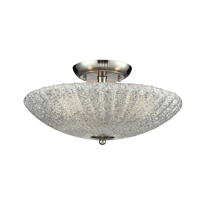 Atlas Lighting Luminese 16''W 3Lt Semi Flush Mount, Nickel/Clear