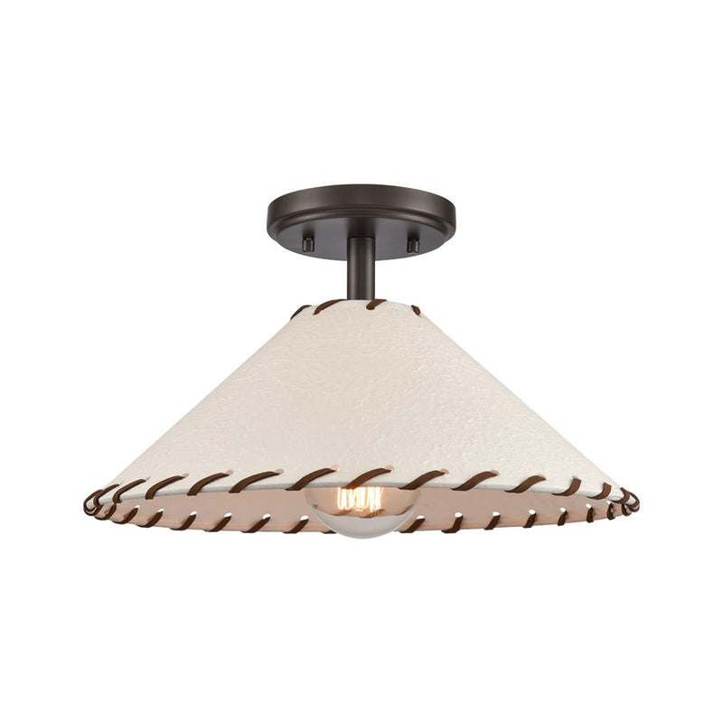 Atlas Lighting Marion 14''W 1Lt Semi Flush Mount, Bronze/Natural
