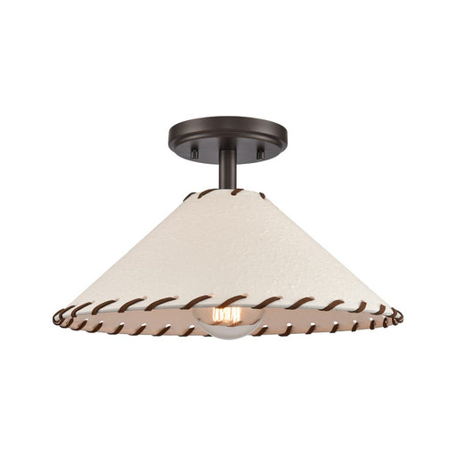 Atlas Lighting Marion 14''W 1Lt Semi Flush Mount, Bronze/Natural