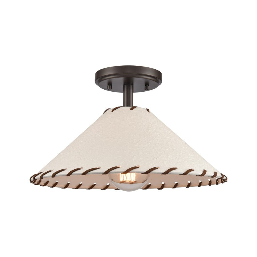 Atlas Lighting Marion 14''W 1Lt Semi Flush Mount, Bronze/Natural