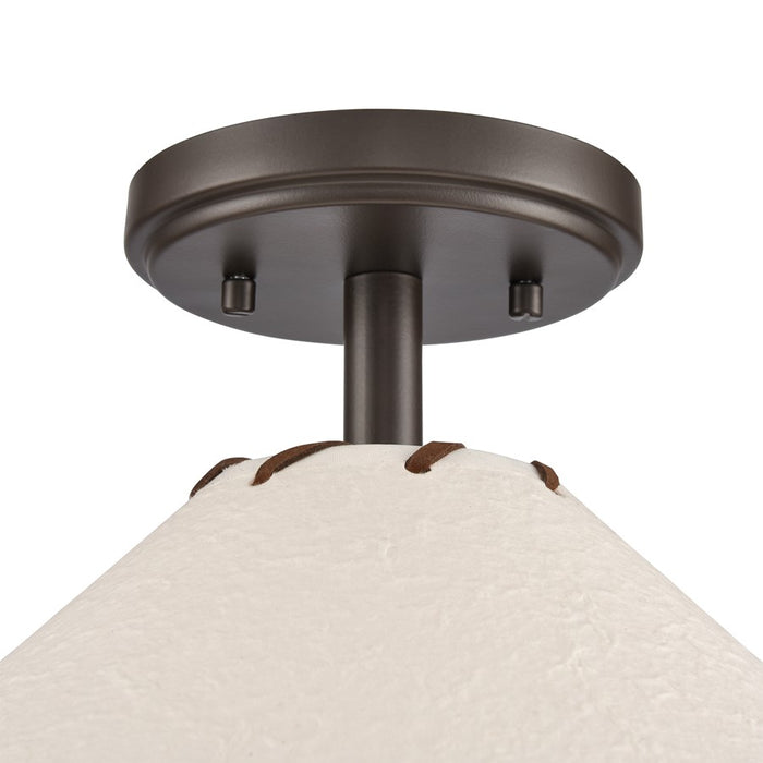 Atlas Lighting Marion 14''W 1Lt Semi Flush Mount, Bronze/Natural
