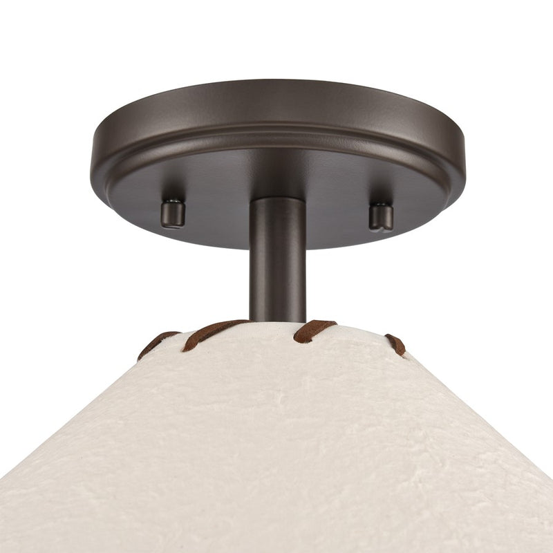 Atlas Lighting Marion 14in 1-Light Semi Flush Mount | Transitional Oil Rubbed Bronze and Natural Parchment | Lodge & Southwestern | Model CL11899-BZ