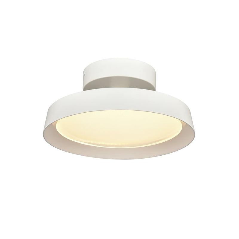 Atlas Nancy 11in 1-Light LED Semi-Flush Mount | Modern Matte White Metal and White Glass | Bedroom & Hallway Ceiling Light | Model CL11901-WH