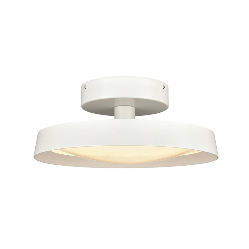 Atlas Nancy 13in 1-Light LED Semi-Flush Mount | Modern Matte White Metal and White Glass | Bedroom & Hallway Ceiling Light | Model CL11902-WH