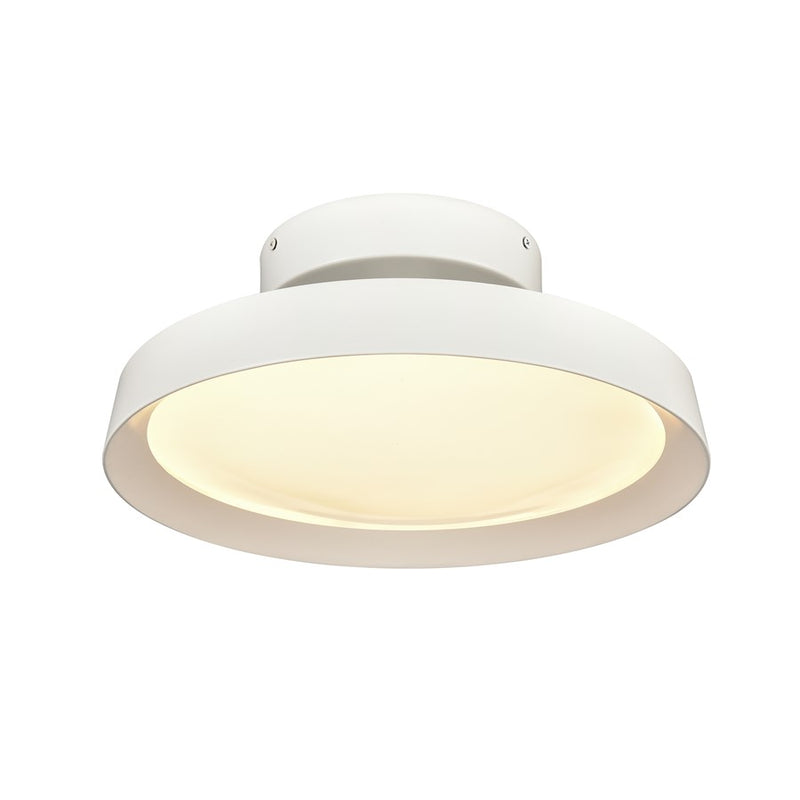 Atlas Nancy 13in 1-Light LED Semi-Flush Mount | Modern Matte White Metal and White Glass | Bedroom & Hallway Ceiling Light | Model CL11902-WH