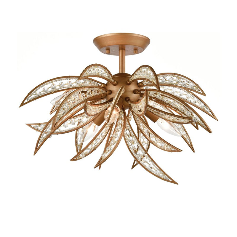 Atlas Lighting Naples 21'' Wide 5Lt Semi Flush Mount, Gold/Clear