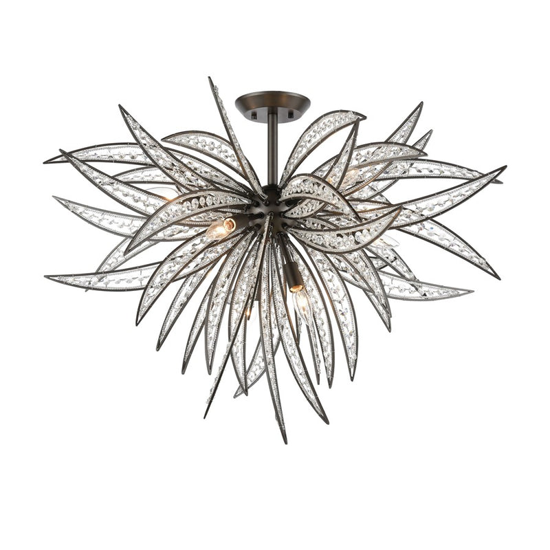 Atlas Lighting Naples 35in 8-Light Semi-Flush Mount | Modern Oil Rubbed Bronze and Clear Crystal | Living Room & Dining Room | Model CL11904-BZ