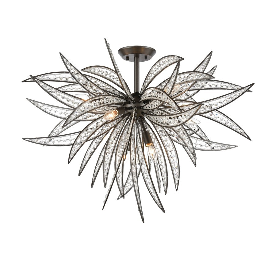 Atlas Lighting Naples 35'' Wide 8Lt Semi Flush Mount, Graphite/Gray