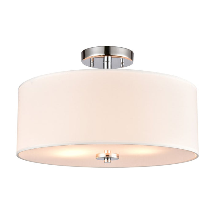 Atlas Lighting Oak Valley 16''W 2Lt Semi Flush Mount, Chrome/White