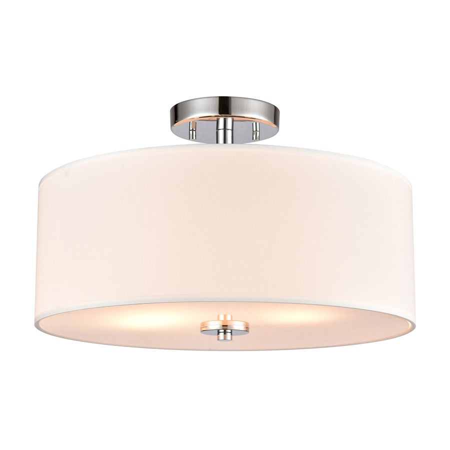 Atlas Lighting Oak Valley 16''W 2Lt Semi Flush Mount, Chrome/White