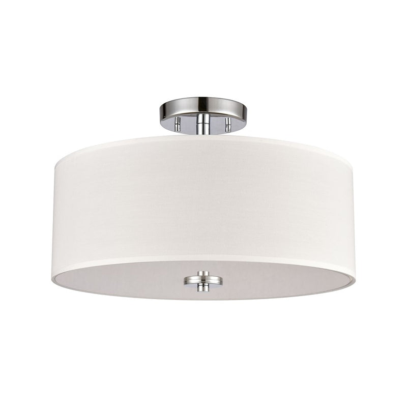 Atlas Lighting Oak Valley 16in 2-Light Semi-Flush Mount | Modern Chrome and White Fabric | Bedroom & Hallway | 16 x 16 x 10 in | Model CL11905-CH