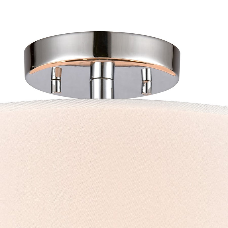 Atlas Lighting Oak Valley 16in 2-Light Semi-Flush Mount | Modern Chrome and White Fabric | Bedroom & Hallway | 16 x 16 x 10 in | Model CL11905-CH