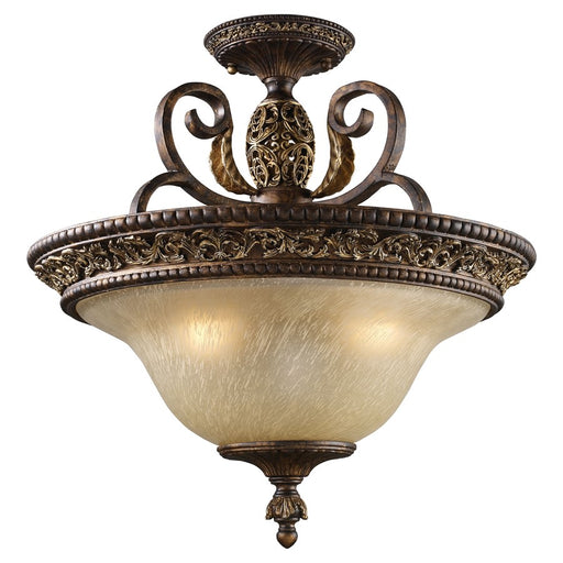 Atlas Lighting Regency 19'' Wide 3Lt Semi Flush Mount, Bronze/White