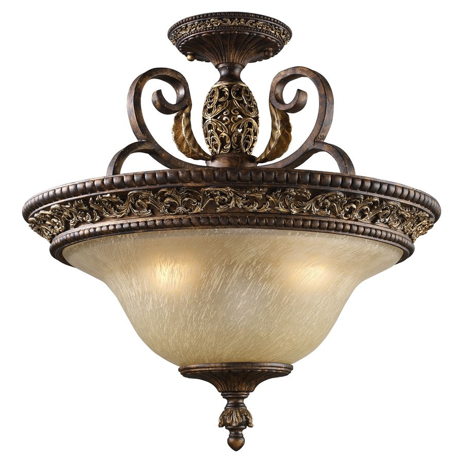 Atlas Lighting Regency 19'' Wide 3Lt Semi Flush Mount, Bronze/White