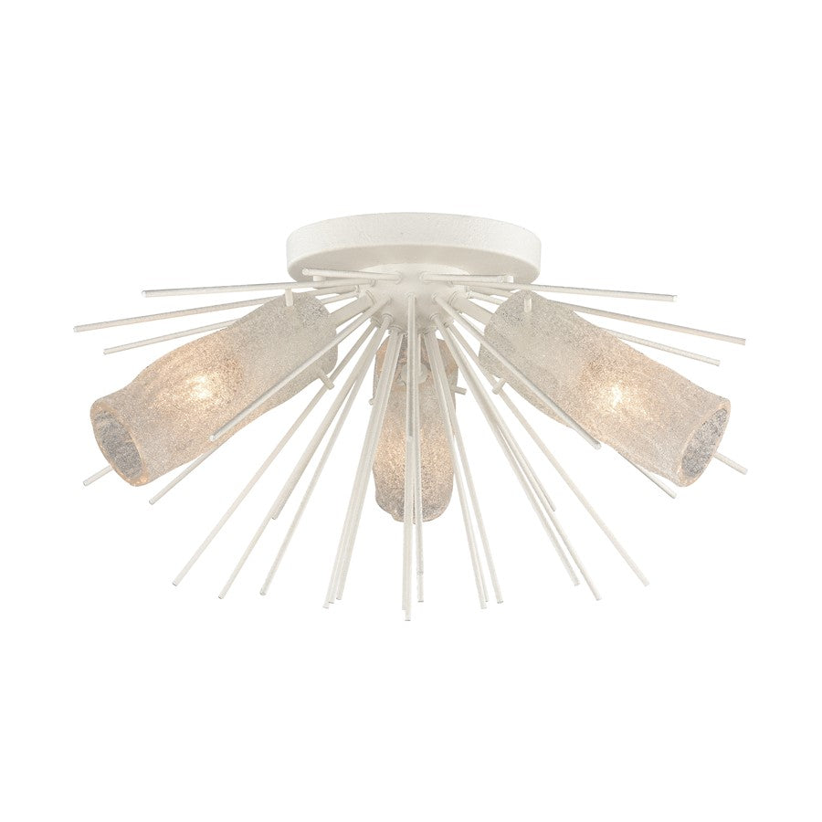 Atlas Lighting Sea Urchin 20''W 3Lt Semi Flush, White Coral/White