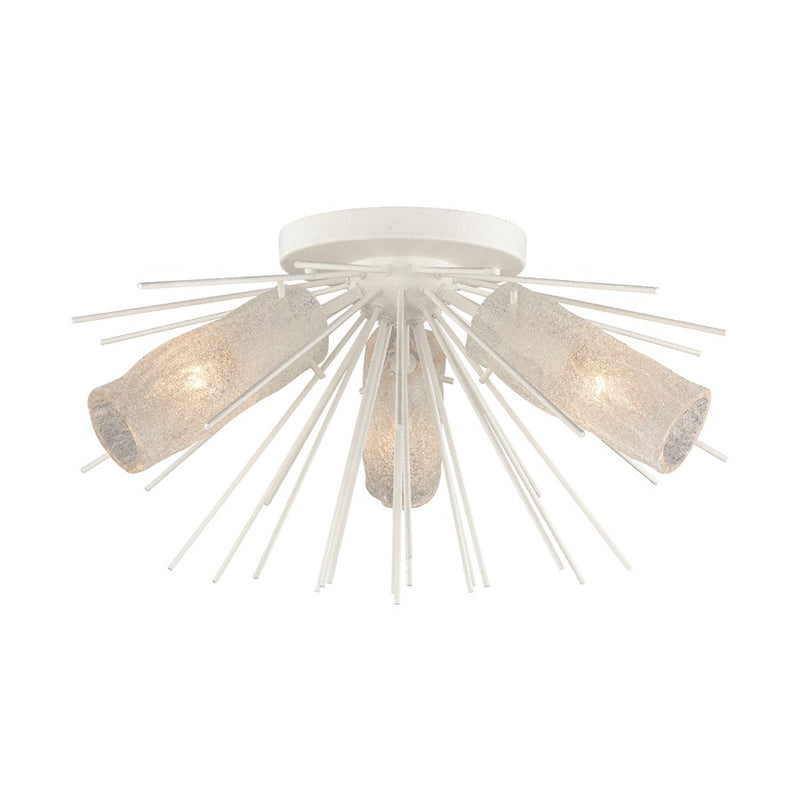 Atlas Lighting Sea Urchin 20in 3-Light Semi-Flush Mount | Transitional White Coral and White Art Glass | Coastal Bedroom & Living | Model CL11911-WH