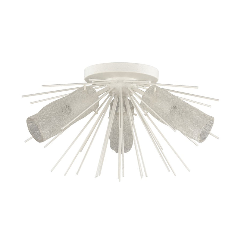 Atlas Lighting Sea Urchin 20in 3-Light Semi-Flush Mount | Transitional White Coral and White Art Glass | Coastal Bedroom & Living | Model CL11911-WH