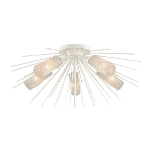 Atlas Lighting Sea Urchin 32''W 5Lt Semi Flush, White Coral/White
