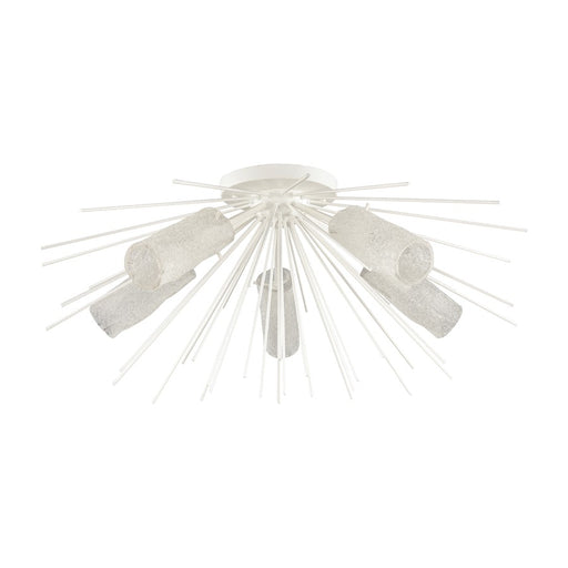 Atlas Lighting Sea Urchin 32''W 5Lt Semi Flush, White Coral/White