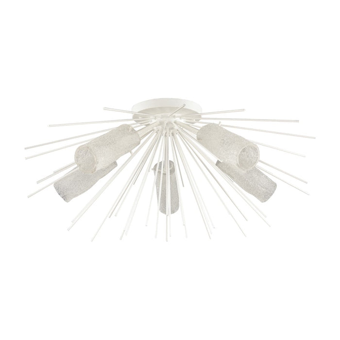 Atlas Lighting Sea Urchin 32''W 5Lt Semi Flush, White Coral/White