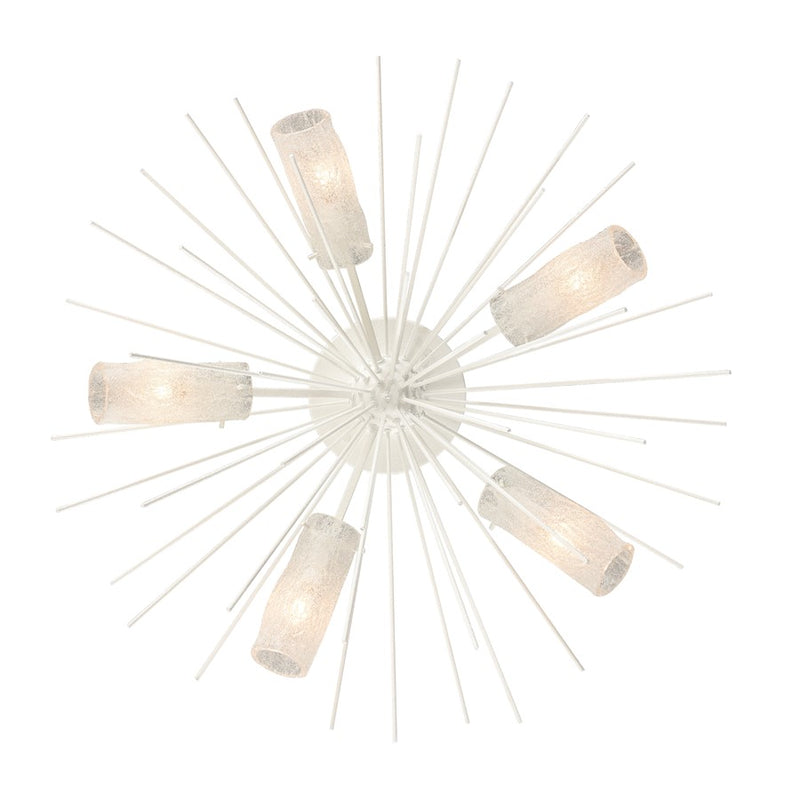 Atlas Lighting Sea Urchin 32in 5-Light Semi-Flush Mount | Transitional White Coral and White Art Glass | Coastal Living Room | Model CL11912-WH