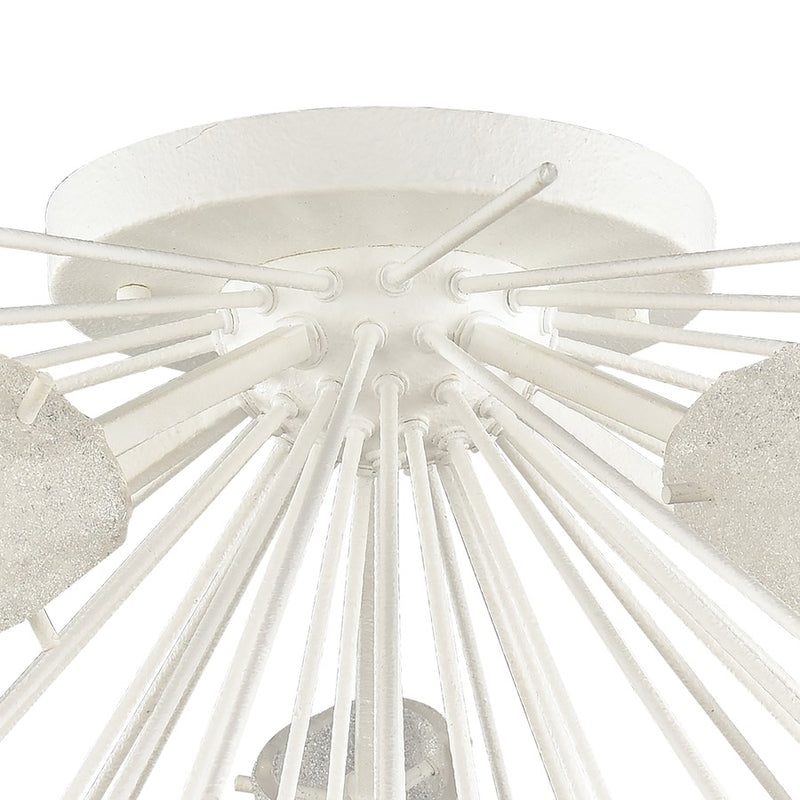Atlas Lighting Sea Urchin 32''W 5Lt Semi Flush, White Coral/White