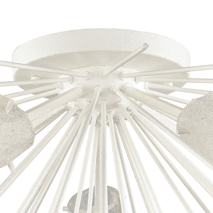 Atlas Lighting Sea Urchin 32''W 5Lt Semi Flush, White Coral/White