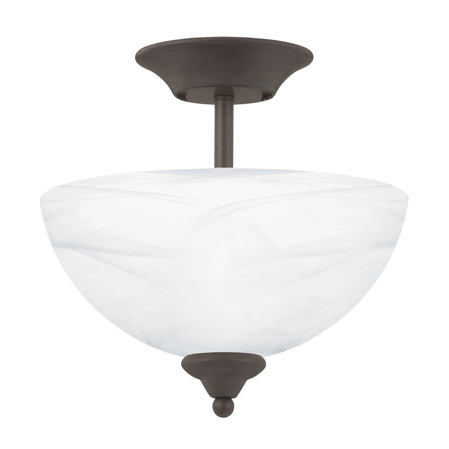Atlas Lighting Tahoe 11.75''W 2Lt Semi Flush Mount, Bronze/White