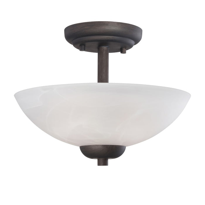 Atlas Lighting Tia 11.75'' Wide 2Lt Semi Flush Mount, Bronze/White