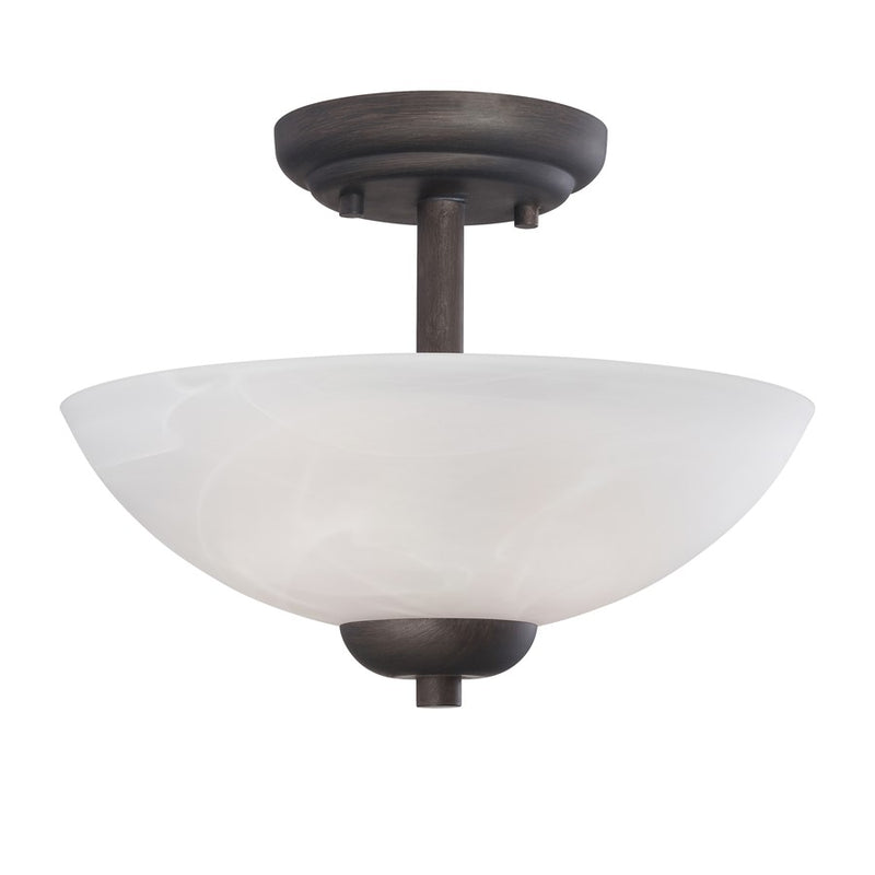 Atlas Lighting Tia 11.75in 2-Light Semi Flush Mount | Traditional Painted Bronze and White Frosted Glass | Kitchen & Dining Room | Model CL11917-BZ