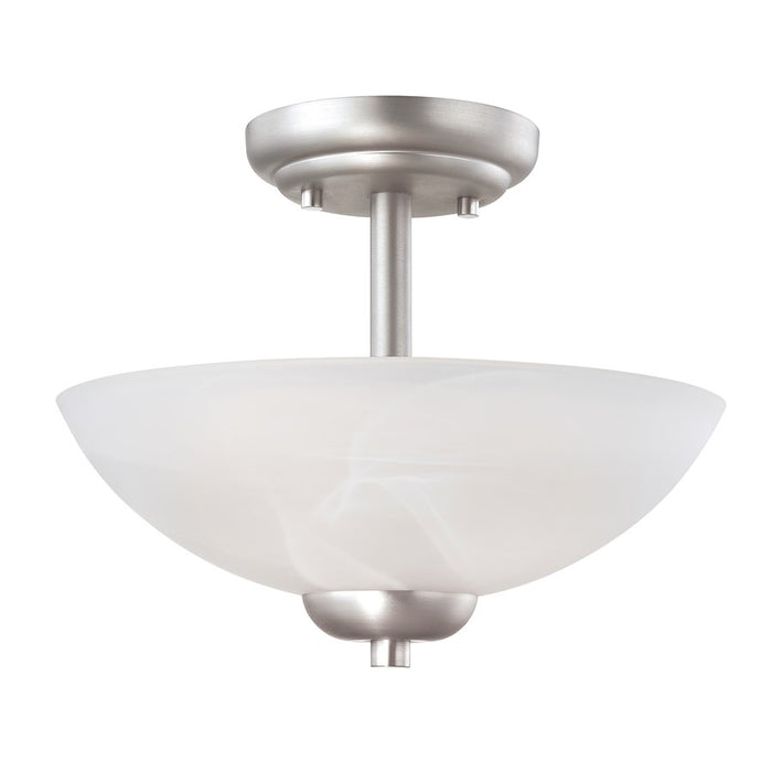 Atlas Lighting Tia 11.75'' Wide 2Lt Semi Flush Mount, Nickel/White