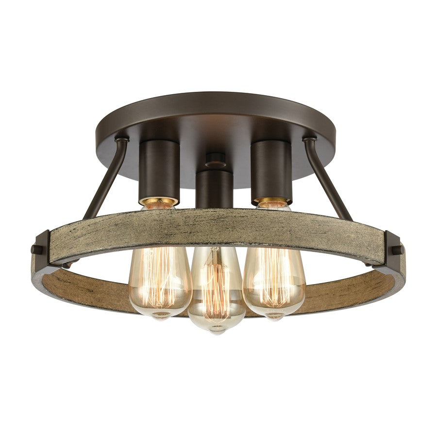 Atlas Lighting Transitions 14'' Wide 3Lt Semi Flush Mount, Bronze