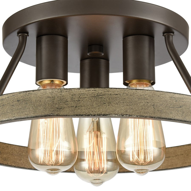 Atlas Lighting Transitions 14in 3-Light Semi Flush Mount | Transitional Oil Rubbed Bronze and Aspen | Kitchen & Dining Room | Model CL11918-BZ