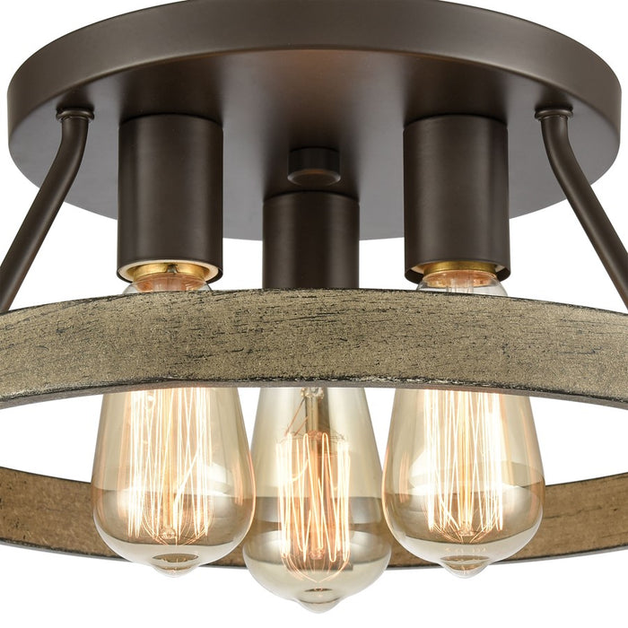 Atlas Lighting Transitions 14'' Wide 3Lt Semi Flush Mount, Bronze