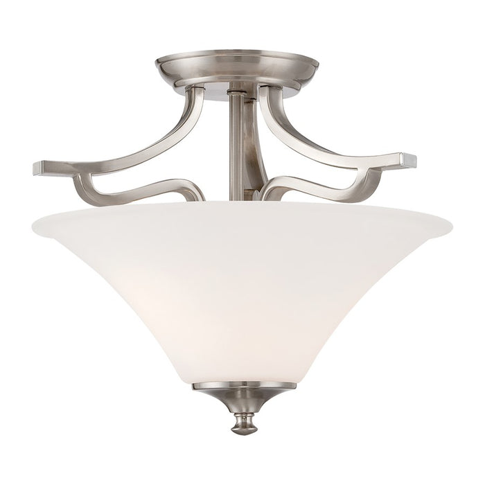 Atlas Lighting Treme 13'' Wide 2Lt Semi Flush Mount, Nickel/White