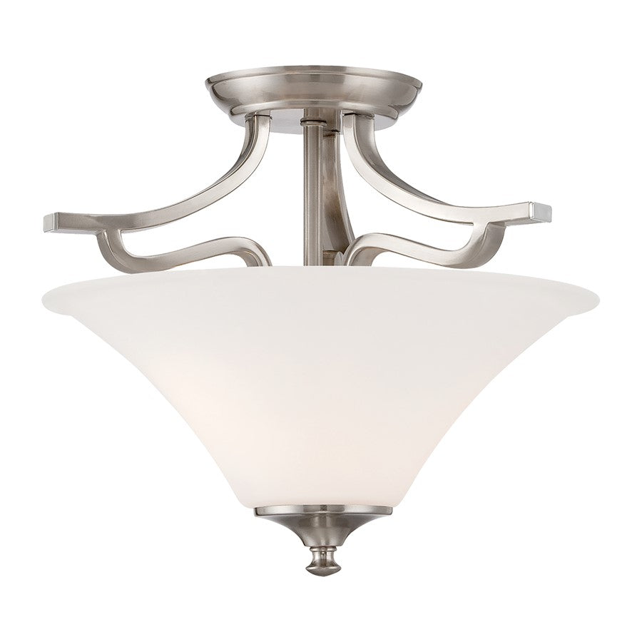 Atlas Lighting Treme 13'' Wide 2Lt Semi Flush Mount, Nickel/White