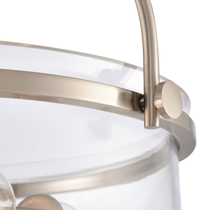 Atlas Lighting Wentworth 17''W 3Lt Semi Flush Mount, Nickel/Clear