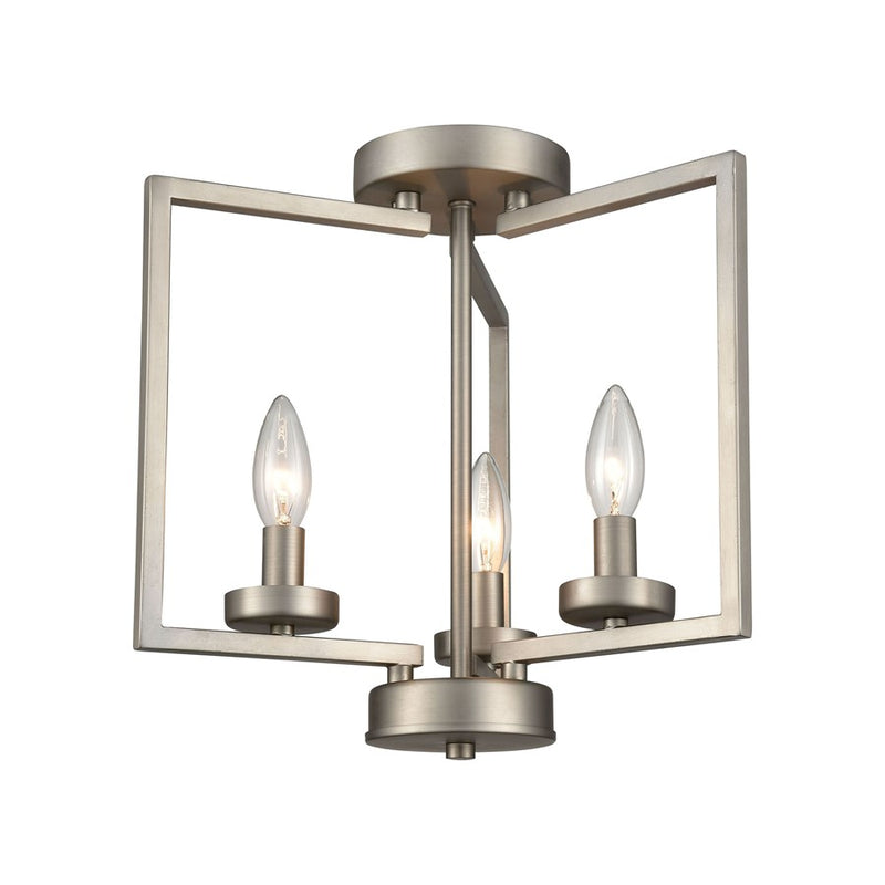 Atlas Lighting West End 14in 3-Light Semi Flush Mount | Brushed Nickel with Clear Glass Shades | Bedroom & Kitchen | Model CL11922-NK