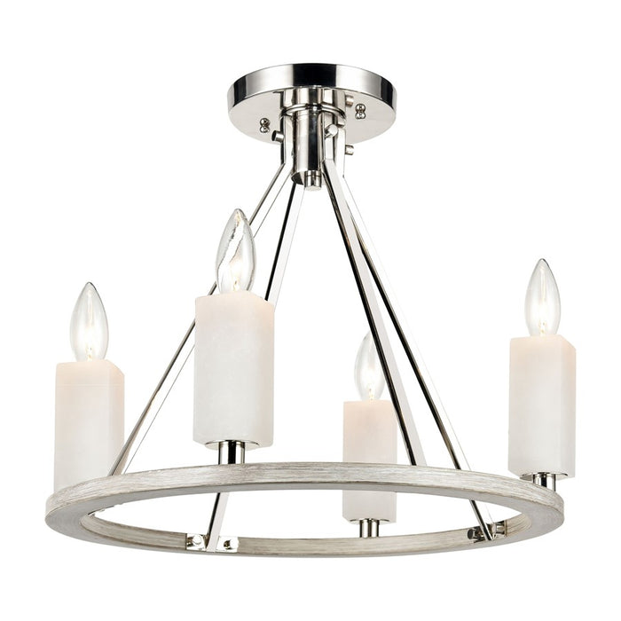Atlas Lighting White Stone 18'' Wide 4Lt Semi Flush Mount, Nickel