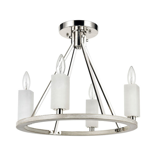 Atlas Lighting White Stone 18'' Wide 4Lt Semi Flush Mount, Nickel