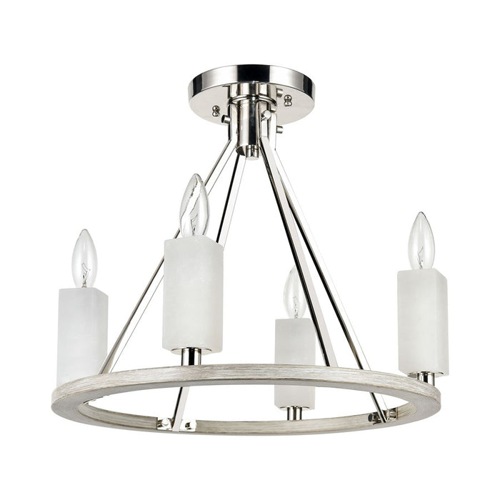 Atlas Lighting White Stone 18'' Wide 4Lt Semi Flush Mount, Nickel