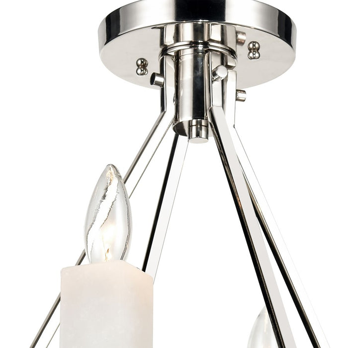 Atlas Lighting White Stone 18'' Wide 4Lt Semi Flush Mount, Nickel