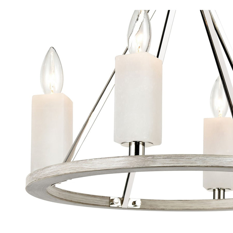 Atlas Lighting White Stone 18'' Wide 4Lt Semi Flush Mount, Nickel