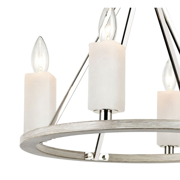Atlas Lighting White Stone 18'' Wide 4Lt Semi Flush Mount, Nickel