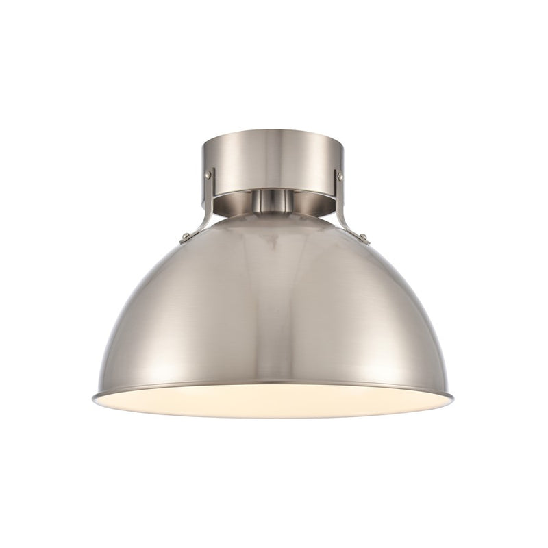 Atlas Lighting Zayne 12in 1-Light Semi Flush Mount | Modern Brushed Nickel and Silver Metal Dome | Kitchen & Hallway | Model CL11925-NK