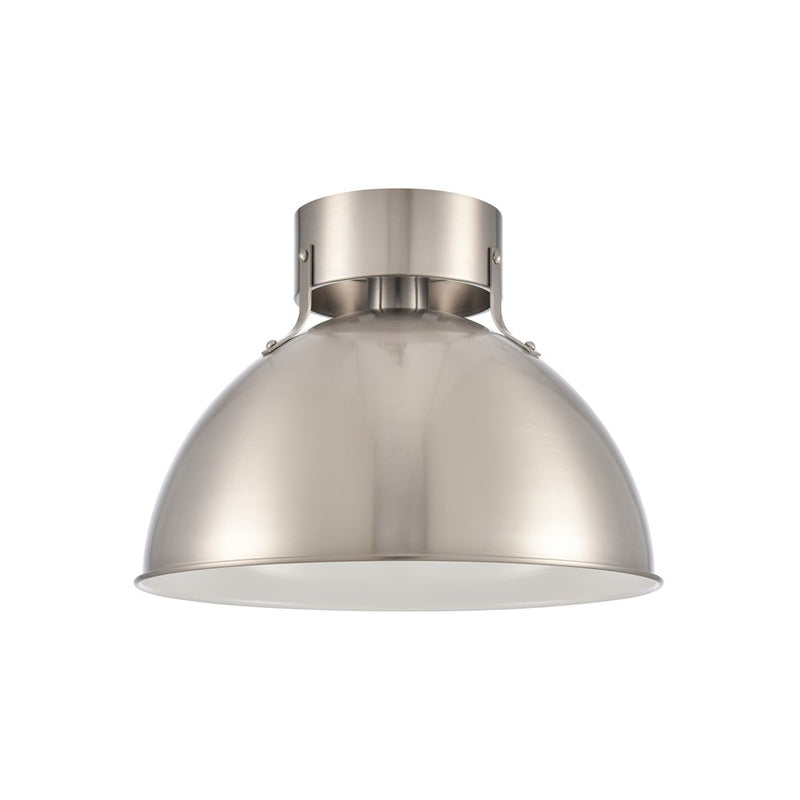 Atlas Lighting Zayne 12in 1-Light Semi Flush Mount | Modern Brushed Nickel and Silver Metal Dome | Kitchen & Hallway | Model CL11925-NK
