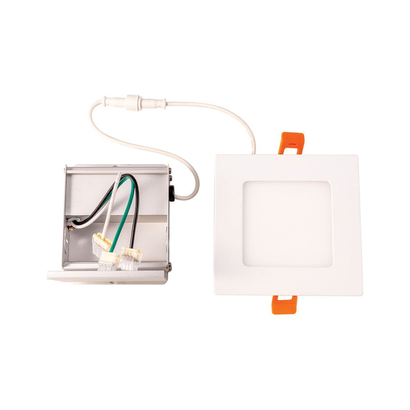 Atlas Lighting Mercury 5in 1-Light LED Square Recessed Light | Modern Contemporary White Metal | Kitchen & Hallway Ceiling | Model CL11967-WH