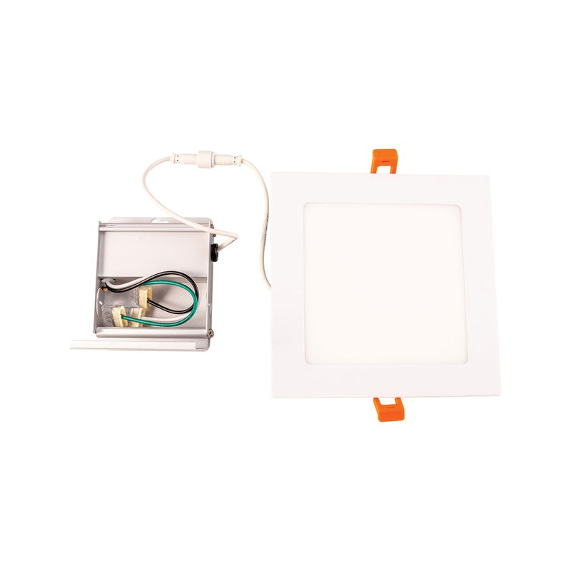 Atlas Lighting Mercury 6.75in 1-Light LED Square Recessed Light | Modern White Metal | Kitchen & Hallway Ceiling | 1200 Lumens | Model CL11969-WH