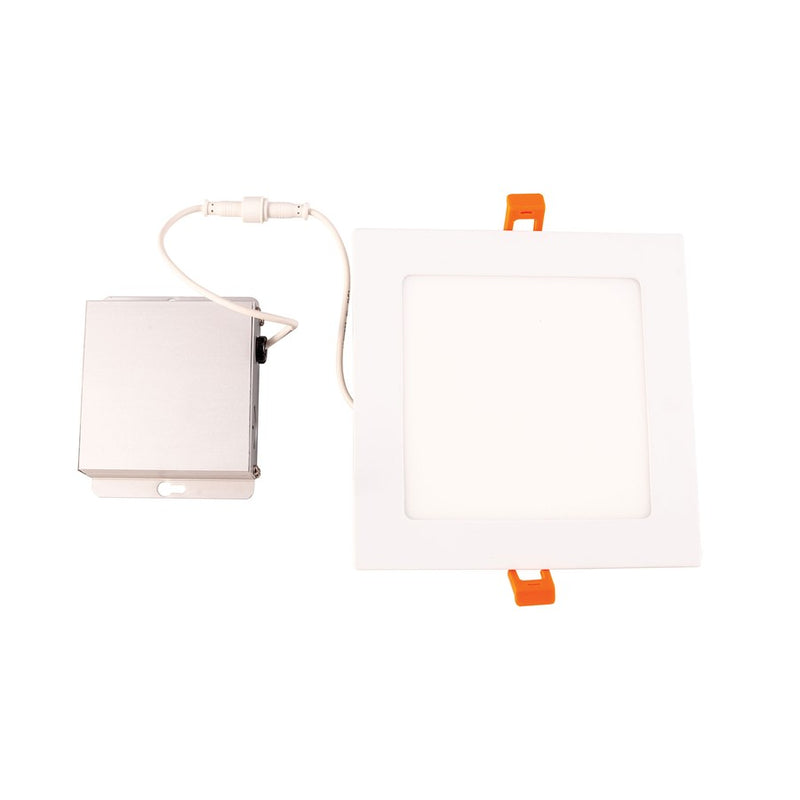 Atlas Lighting Mercury 6.75in 1-Light LED Square Recessed Light | Modern White Metal | Kitchen & Hallway Ceiling | 1200 Lumens | Model CL11969-WH
