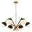 Atlas Lighting Blind Tiger 32''W 6Lt Chandelier, Black/Brass/White
